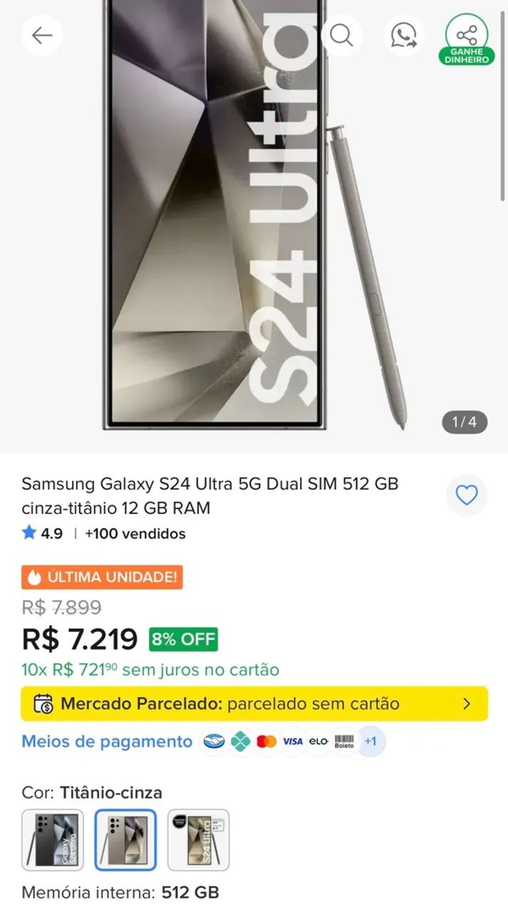 Samsung Galaxy S24 Ultra 512GB ZERO - Foto 4