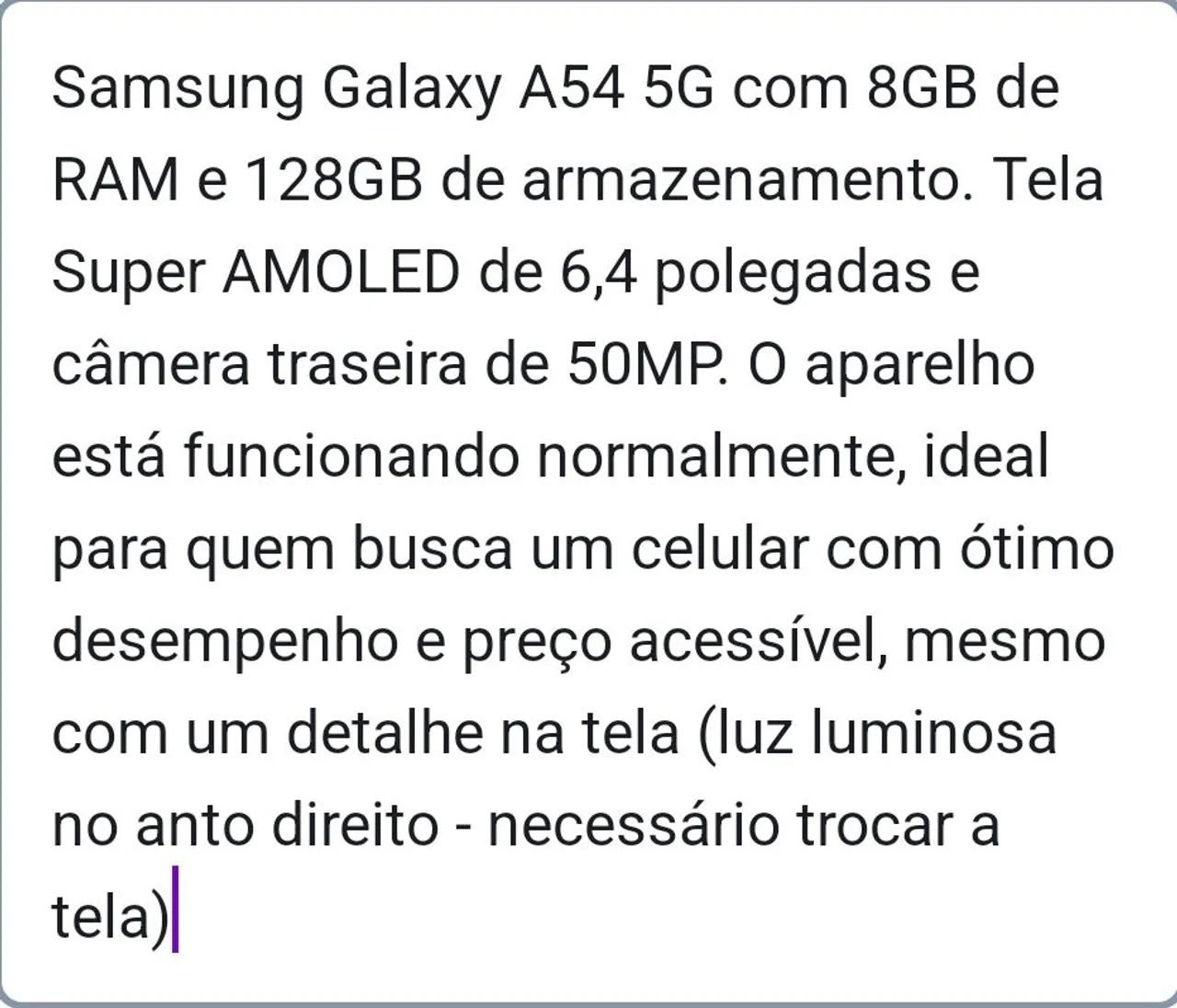 Galaxy A54 5G com avaria na tela - Foto 2