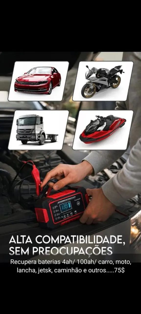 carregador de bateria automotiva 12A 6A - Foto 3