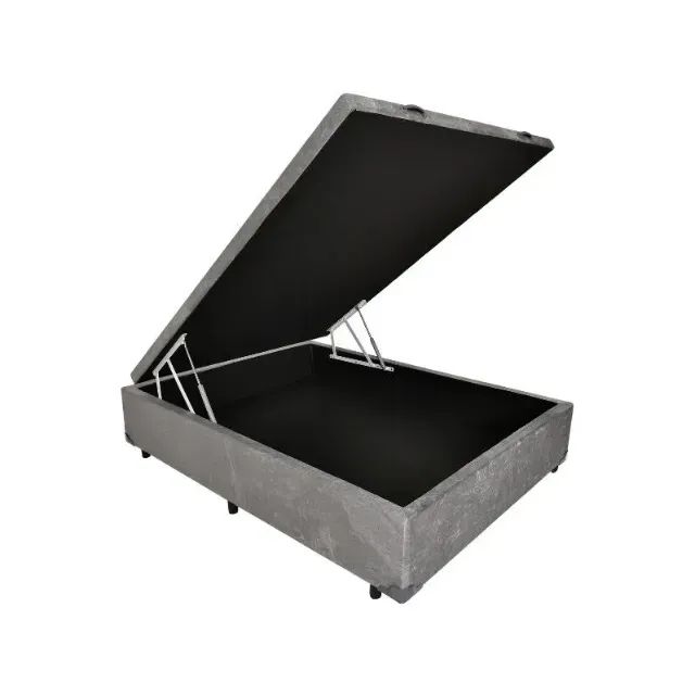 Cama Base Box Baú Viúva Cinza Claro - Foto 2