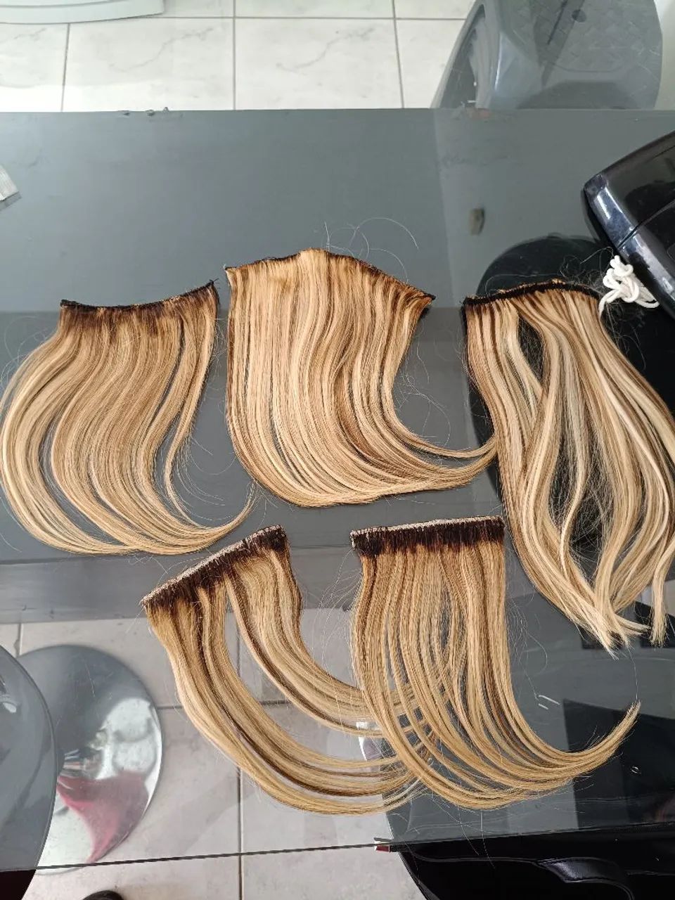 KIT COM 6 TELAS DE CABELO HUMANO LOIRO - 30/35 CM - Foto 3