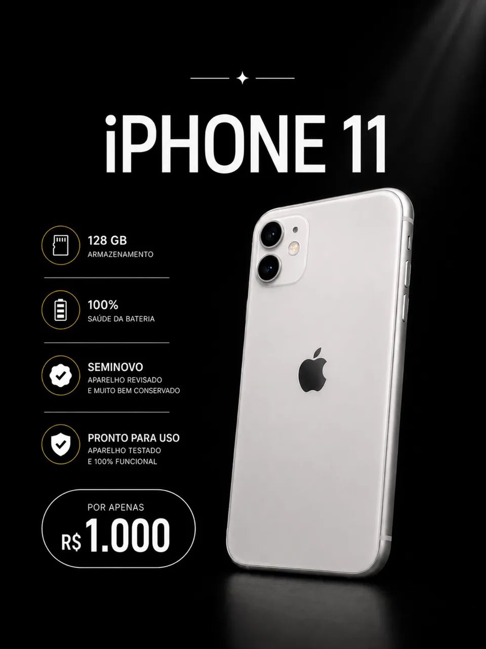 iPhone 11 128g 100% bateria
