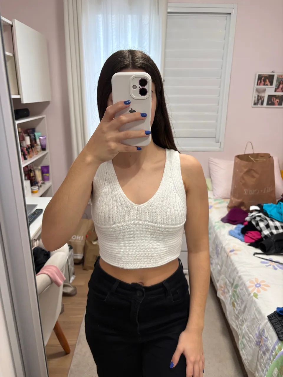 Cropped de crochet branco 