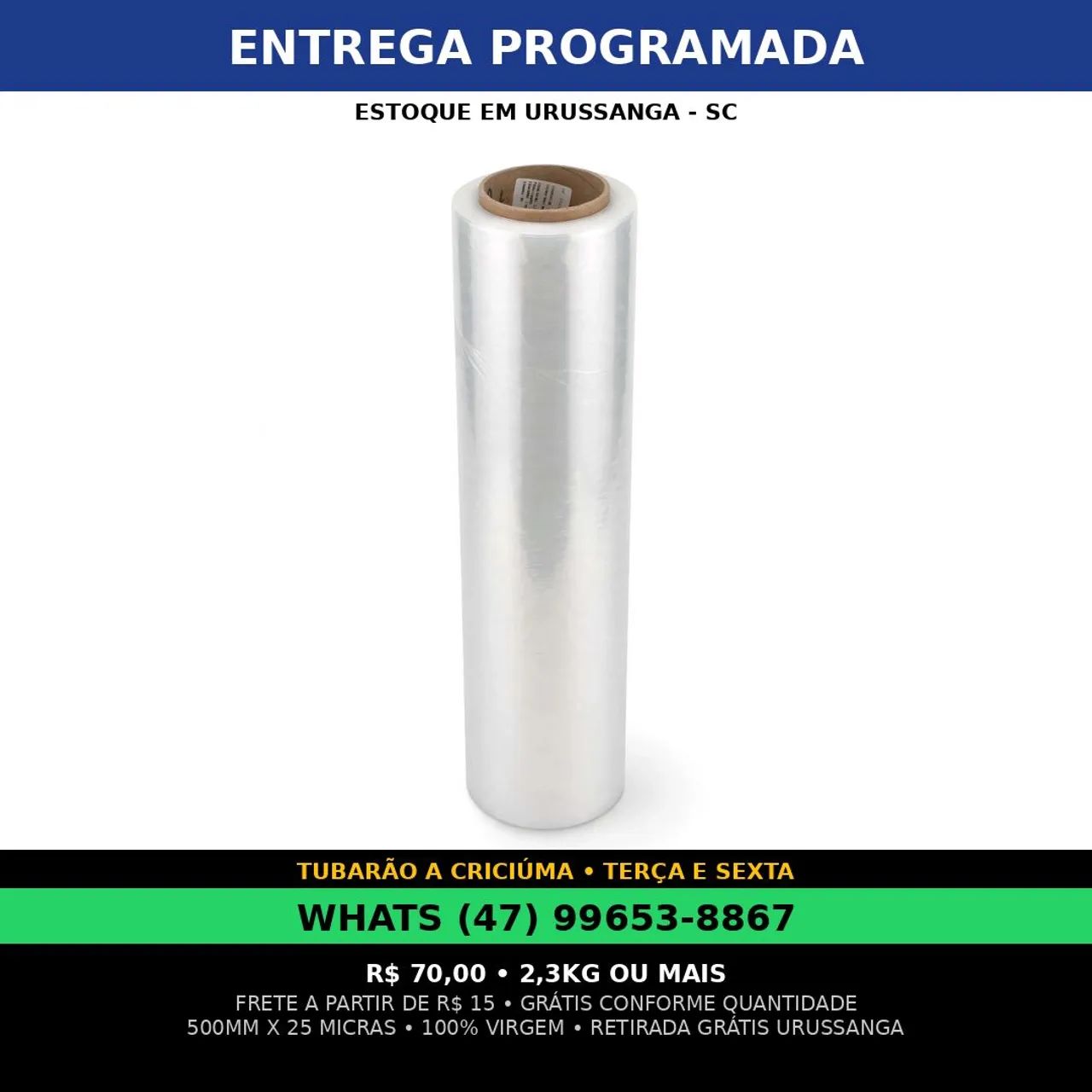 Filme Stretch 50cm Embalagem 2,7kg Bruto (2,3kg Plastico Real) - Foto 2