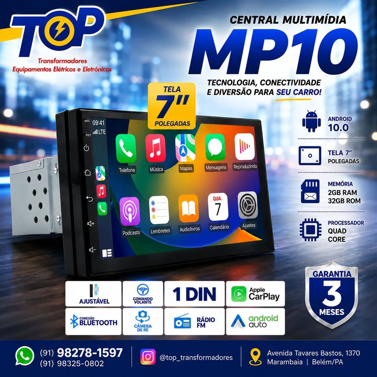 Central Multimídia Mp10 7" polegadas 