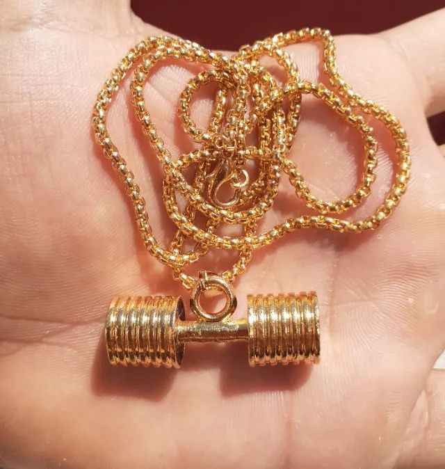 Colar De Moeda Antiga - Halter de Academia Dourado E Prata - Foto 2