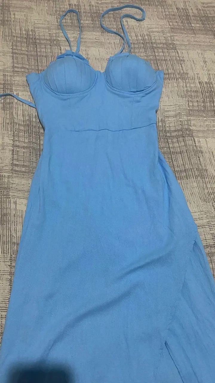 Vestido azul linho