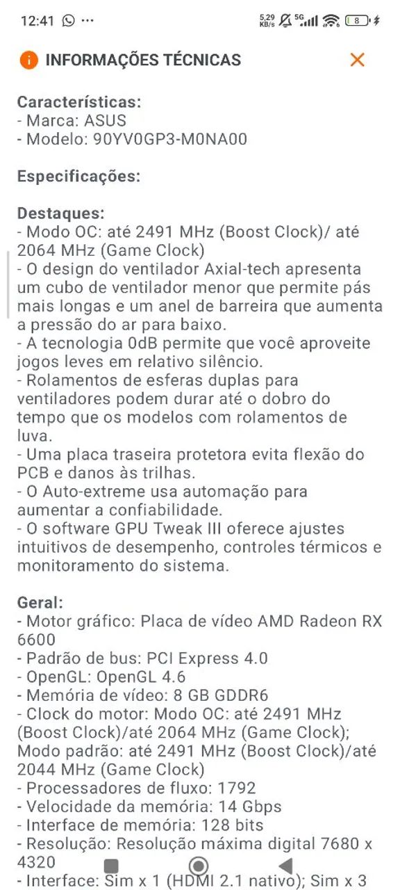 Placa de Video ASUS AMD Radeon RX6600 - Foto 3