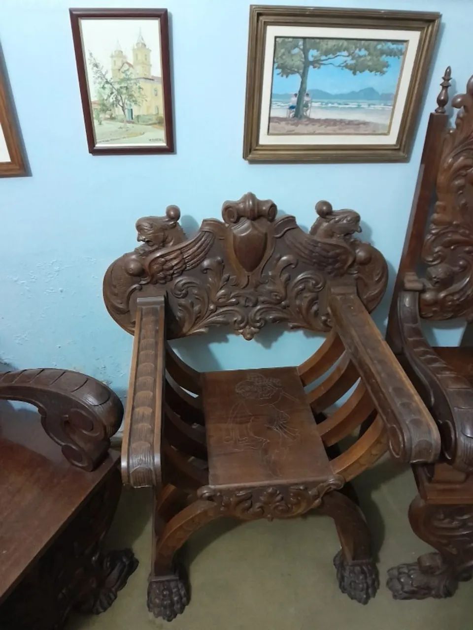 Conjunto Móveis Antigo Estilo Renascença - Foto 5