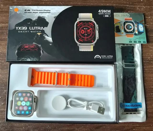 Relógio smartwatch YX39 lutra+1 pulseira+1 película 