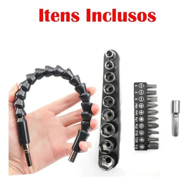 Kit de bits com Extensor flexível 21 peças parafusadeira
