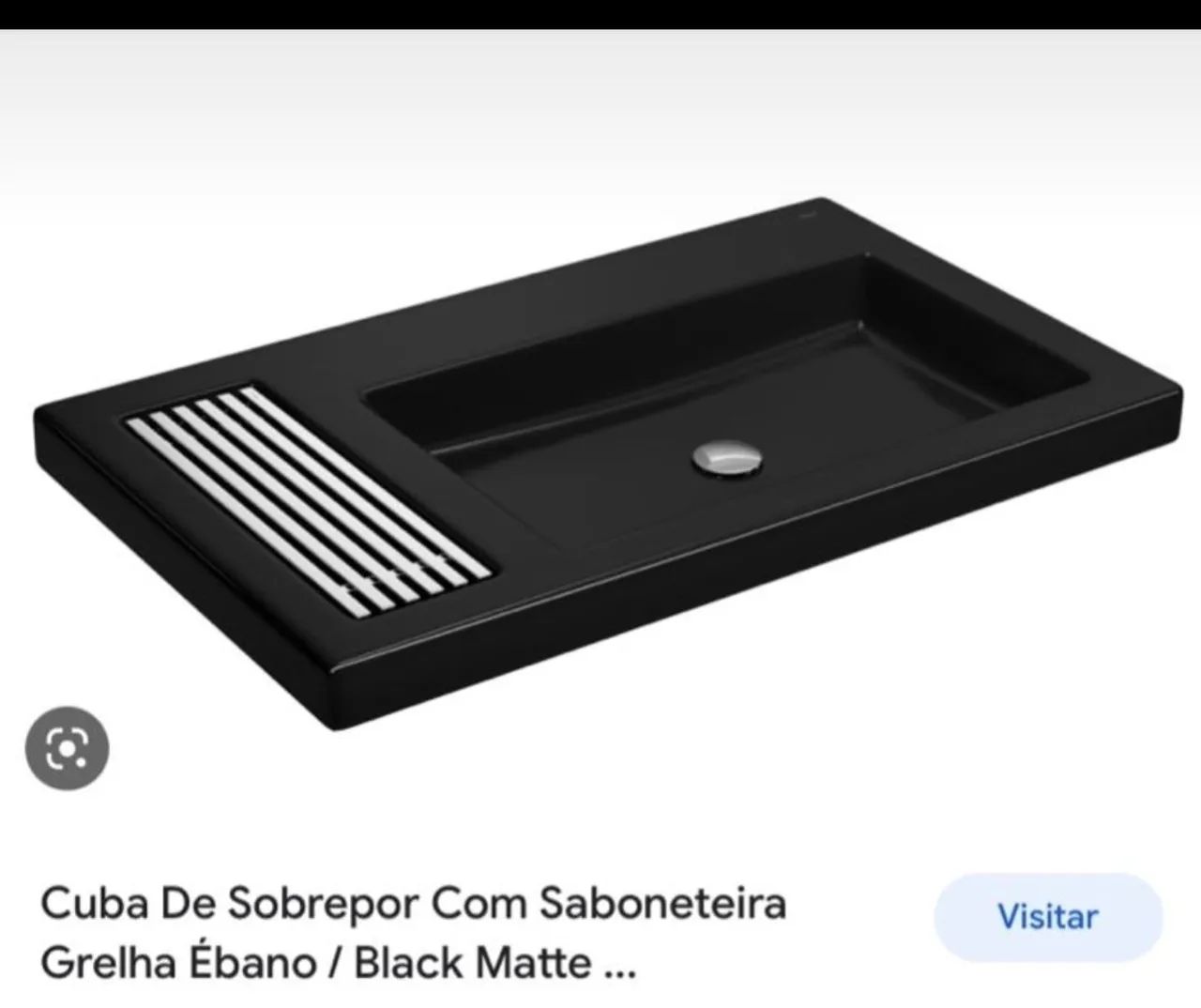Cuba de Sobrepor com Saboneteira Grelha Ébano/Black Matte