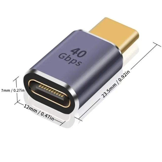 Adaptador USB4 Tipo C Macho para Fêmea 40 Gbps 8K PD 100 W Conversor USB-C - Foto 3
