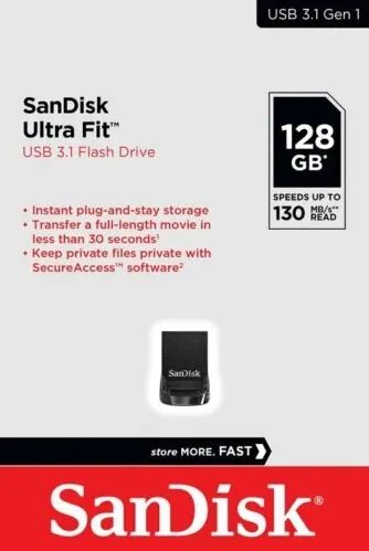 Pendrive SanDisk Ultra Fit 64GB Ou 128GB 3.1 Gen 1 preto - Foto 3
