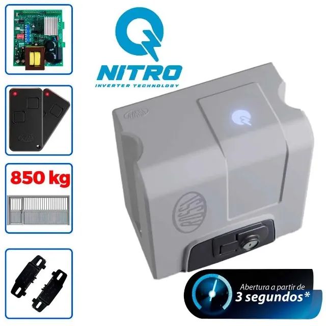 Kit Motor de Portão Eletrônico Semi Industrial Rossi DZ4 Nitro 850Kg Ultra Rápido