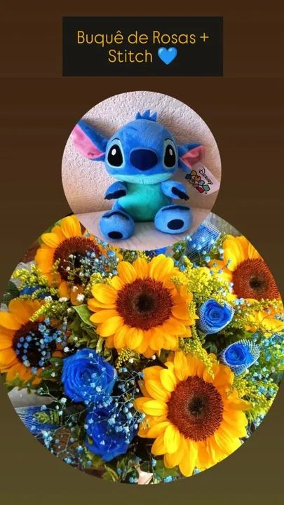 Pelúcia Stitch + Buquê de Flores Naturais  - Foto 4