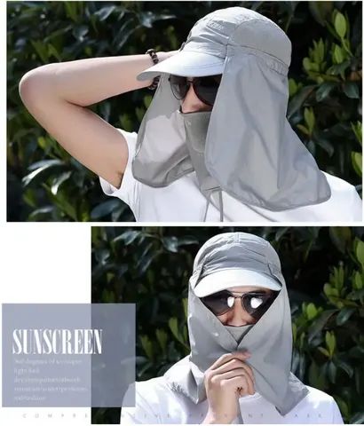 Chapéu de proteção solar, para esportes ao ar livre, com visor de rosto pescoço e proteção - Foto 3