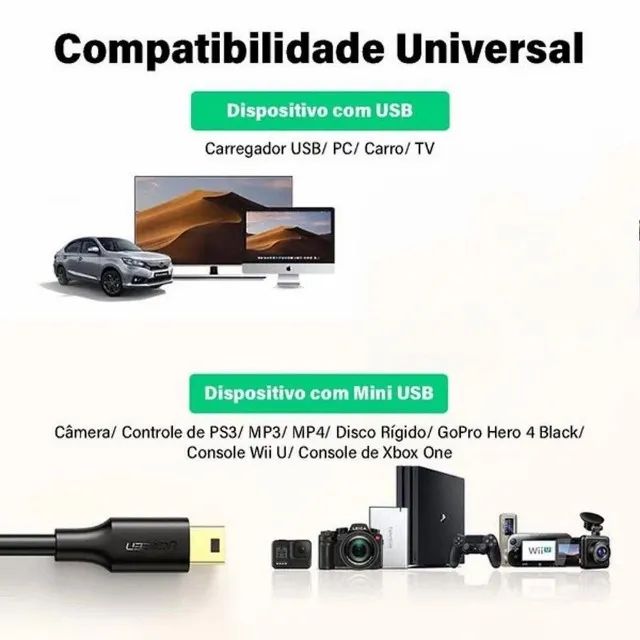 Cabo V3 - USB-C para Mini USB - Original Ugreen - Ps3 - Gps - Cameras - 1 Metro - Foto 3