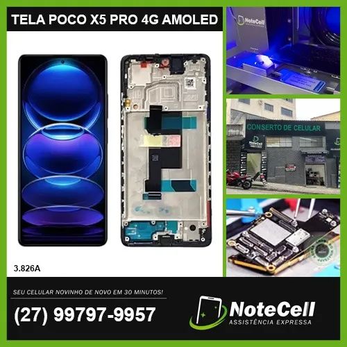 Tela/Display P/ Poco X5 Pro 4G C/A AMOLED - Instalação em 30 min!