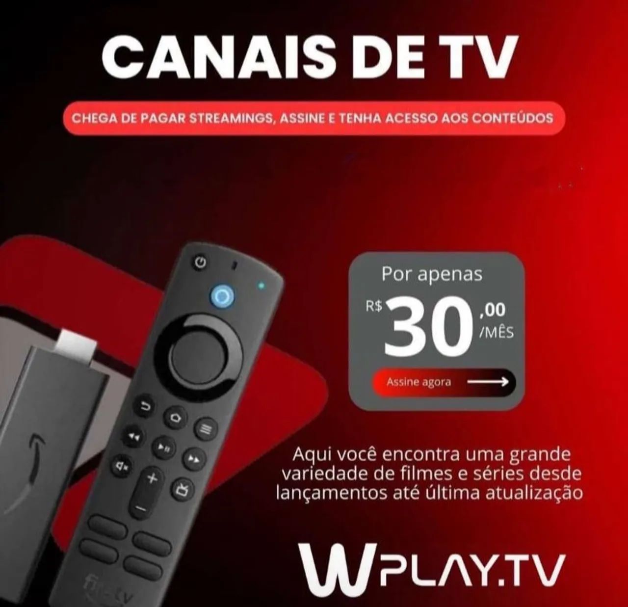 Canais de TV/ 4 horas teste grátis 