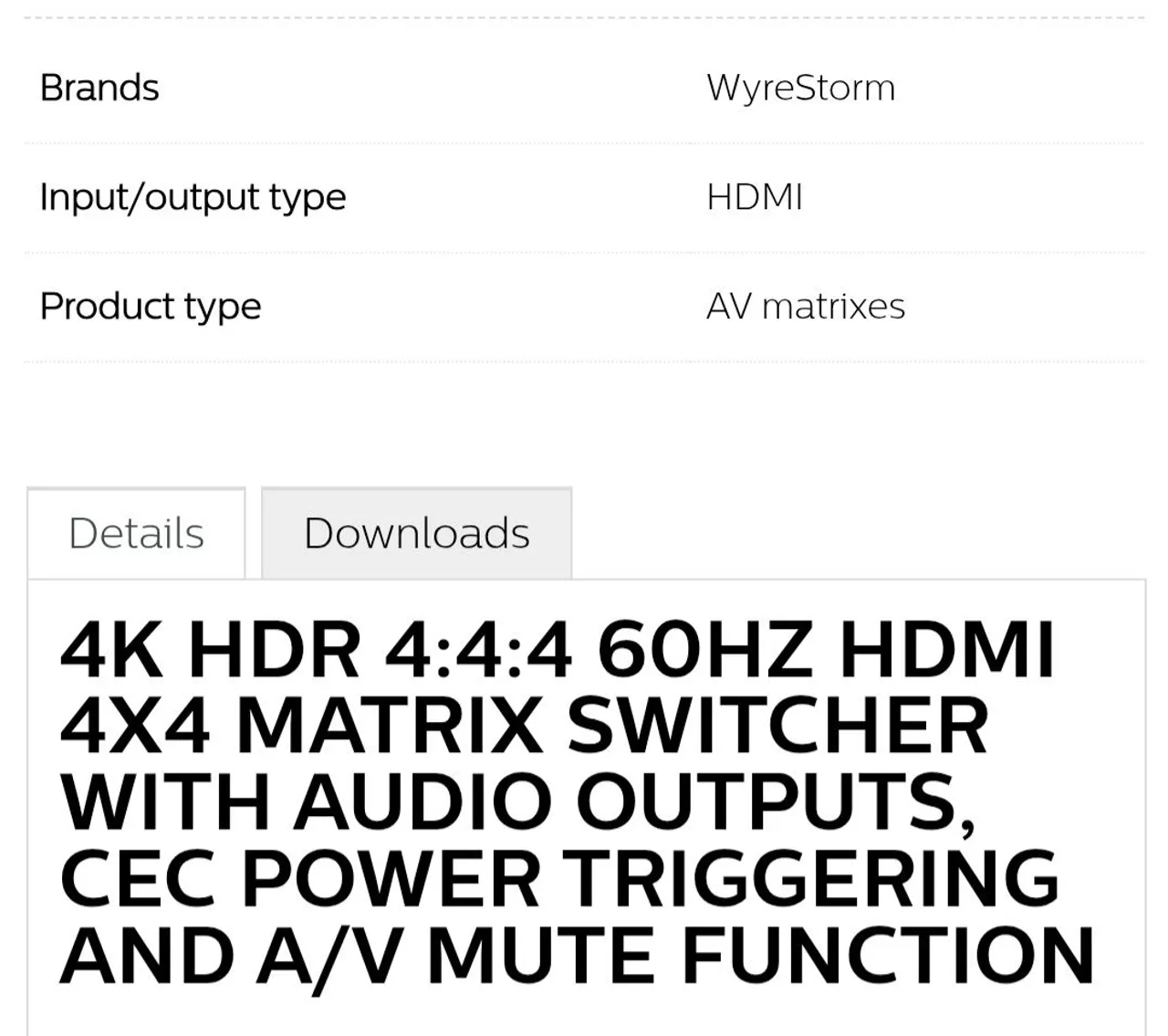 4K HDR 4:4:4 60Hz HDMI 4x4 Matrix Switcher