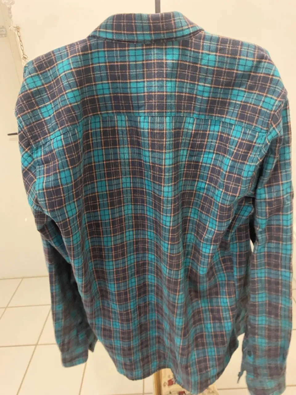 Camisa Flannel Xadrez Azul e Verde