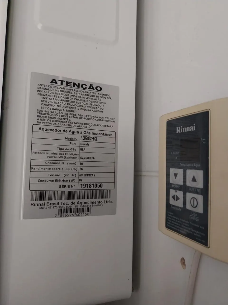 Aquecedor de Água a Gás Instantâneo Rinnai REU2802FECL