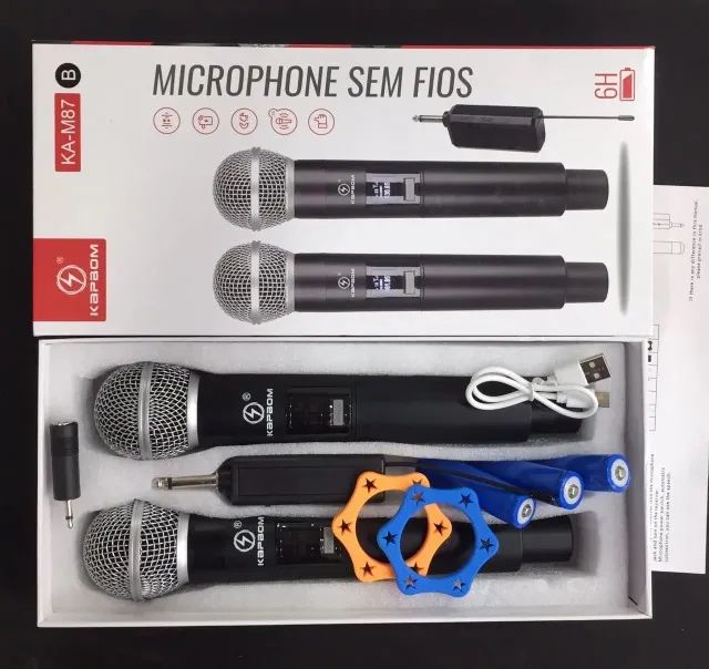 Microfone Duplo sem Fio Kapbom NOVO