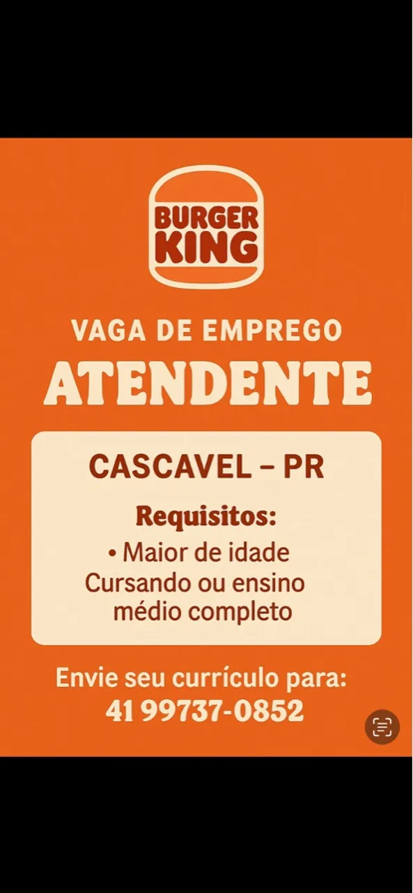 Vagas atendente Drive cascavel