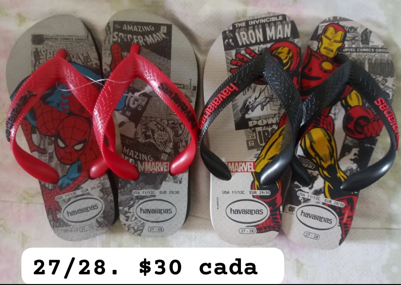 Chinelos Havaianas Marvel Infantil - Tamanho 27/28