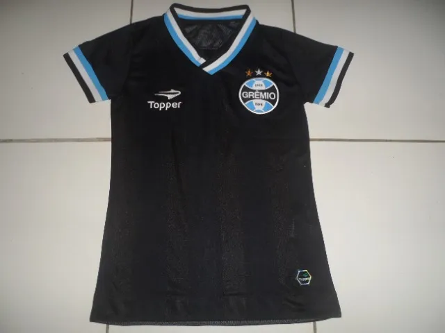       Camisa Grêmio 2013 Topper preta tamanho baby look feminina M
