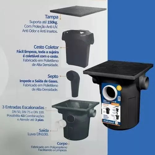 Caixa Coleta de Gordura 20 Litros Premium - Metasul - Foto 3