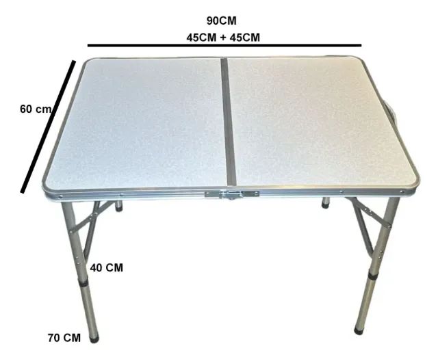 Mesa dobrável em alumínio e MDF 90x60cm, - Foto 3