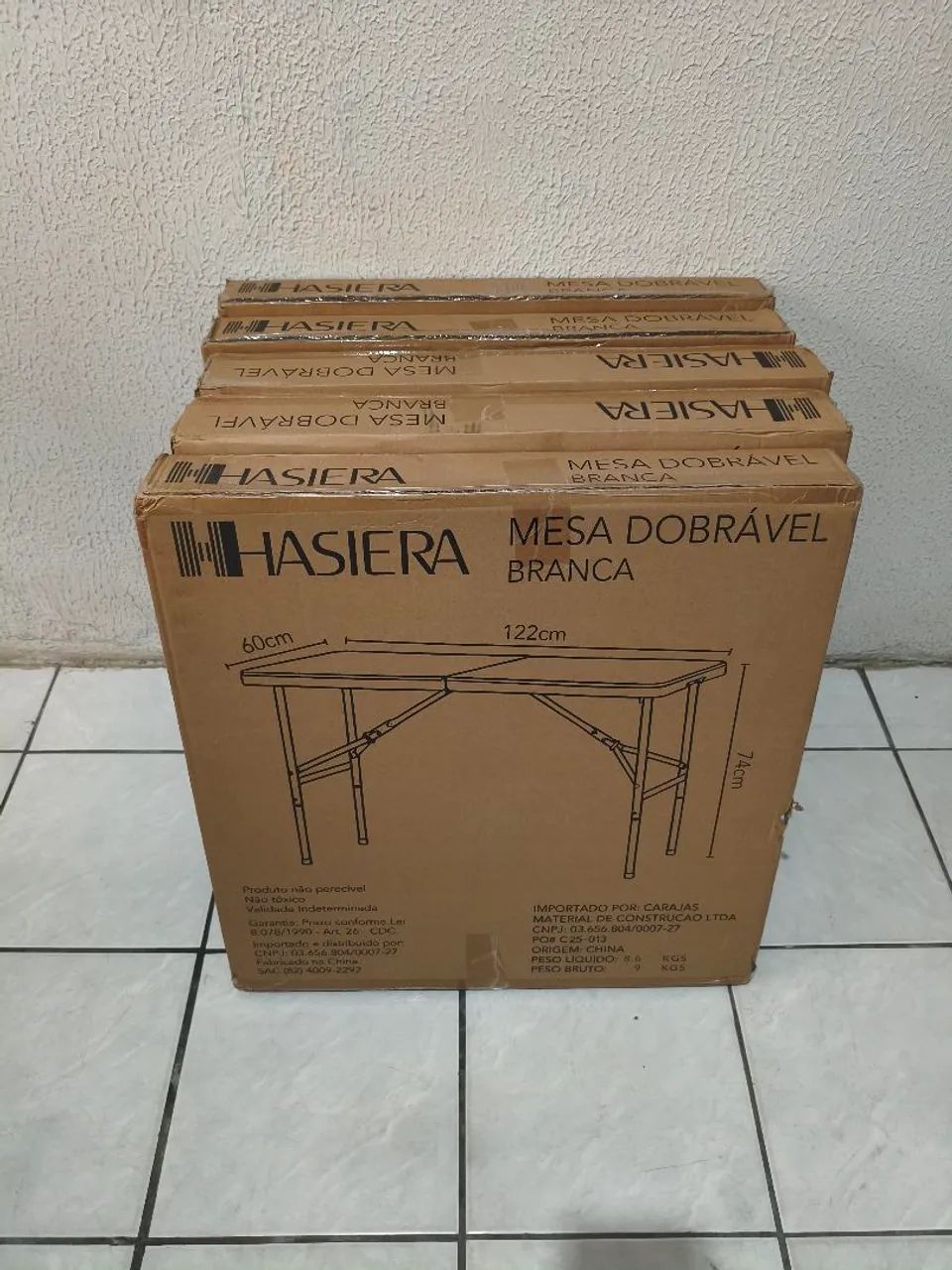 Mesa dobrável 122x60cm nova