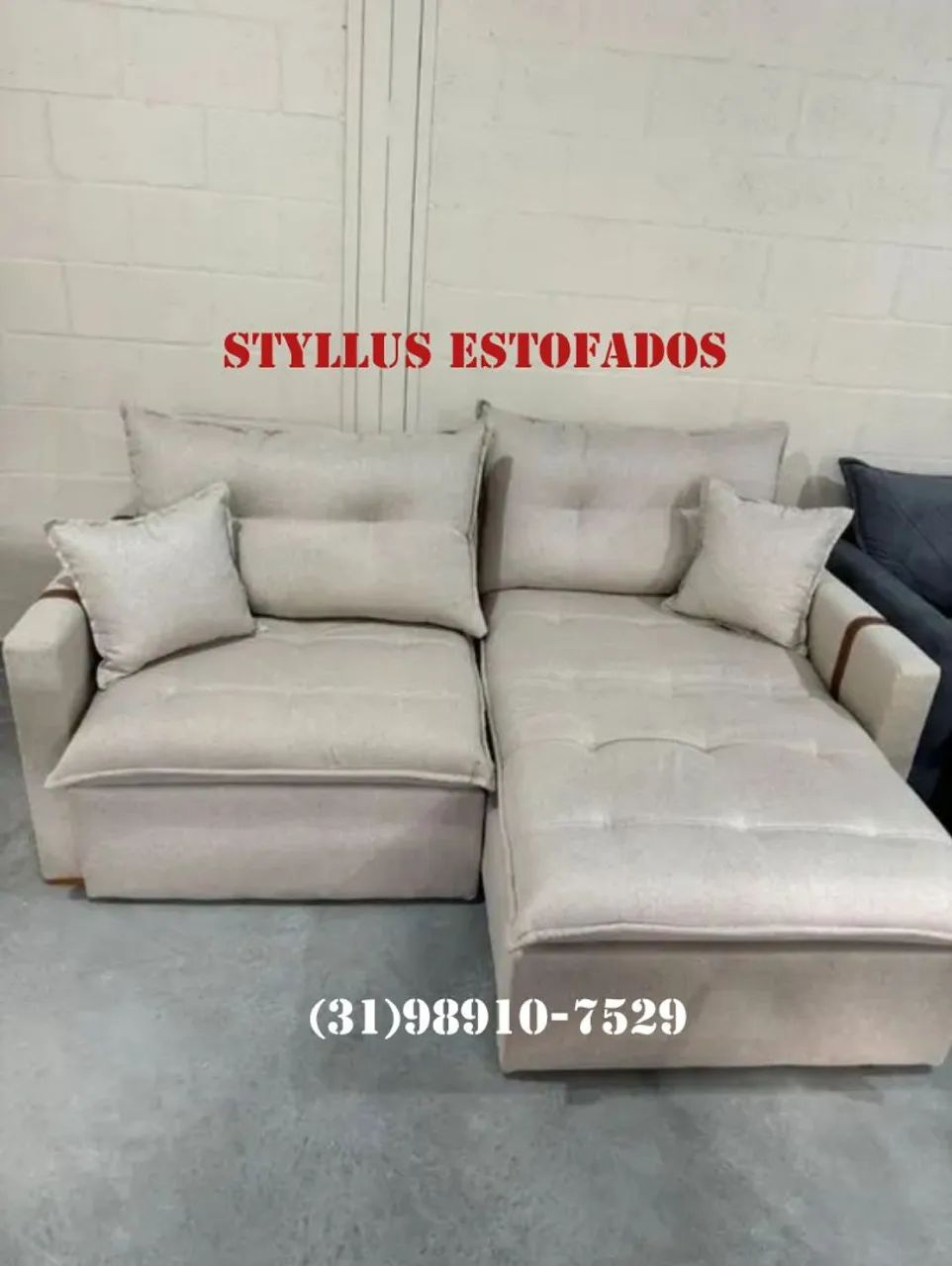 Sofá Cama Retrátil Bege - Novo