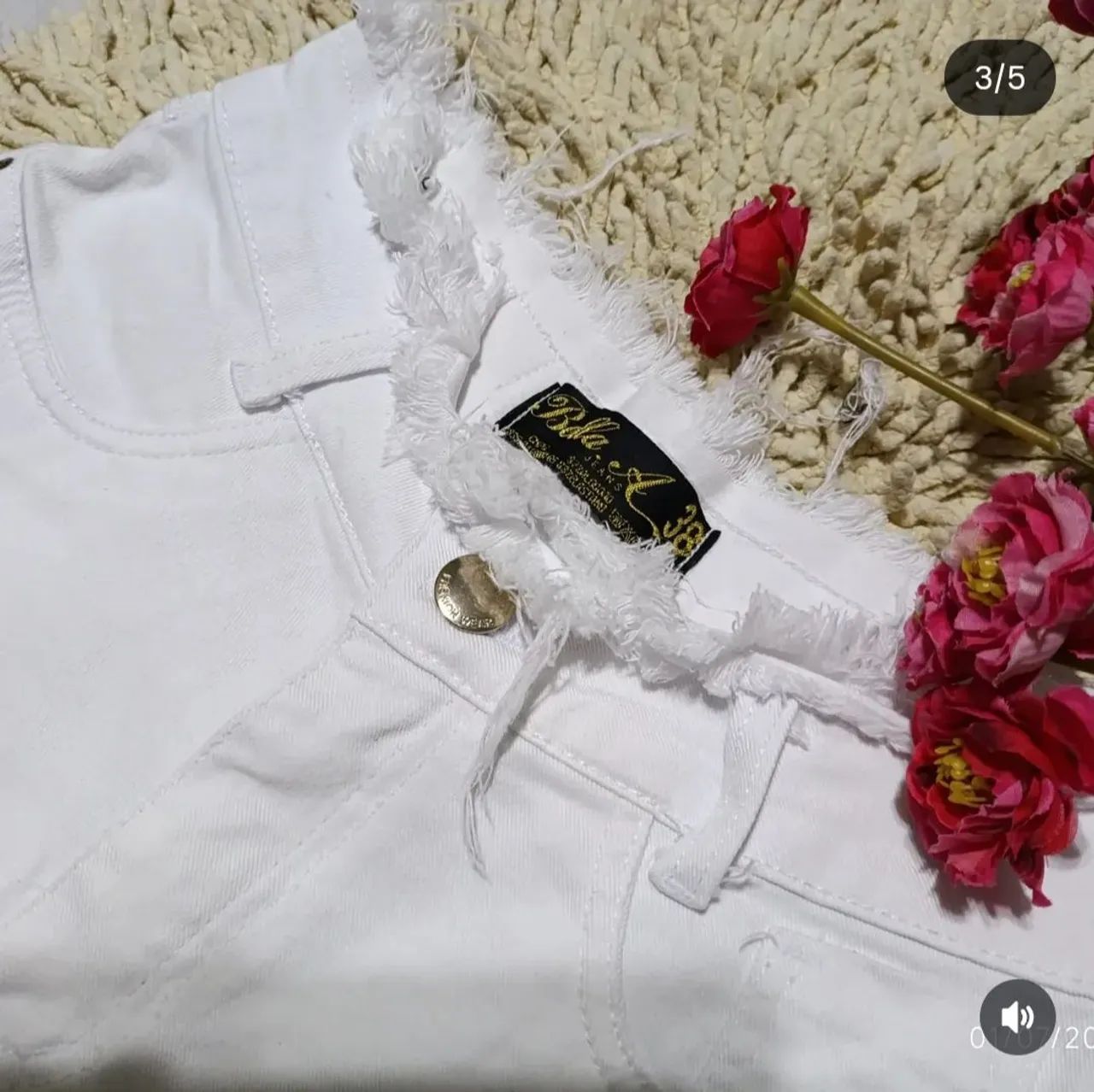 Shorts Jeans com elastano - Branco - Tamanho 38 - Foto 2