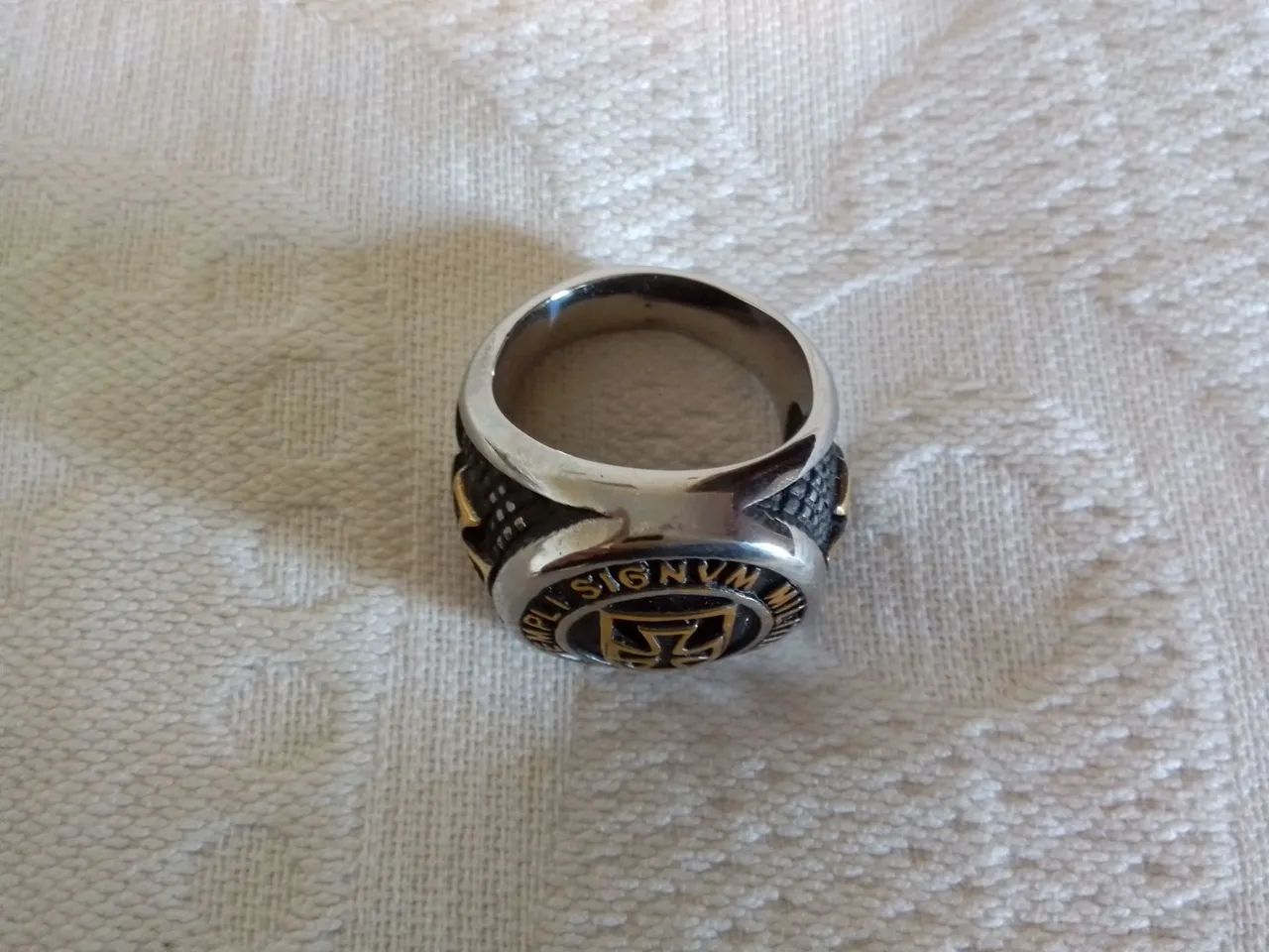 Anel de Aço Inoxidável com Cruz Templária - Foto 2