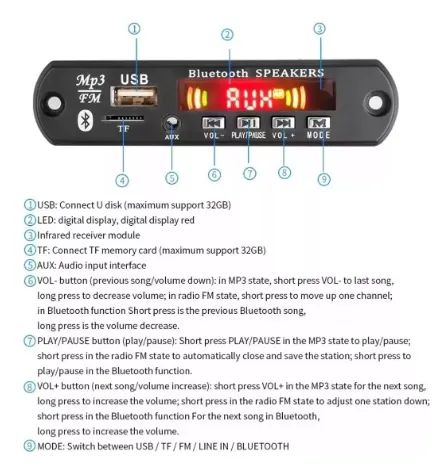 Placa Decodificadora Bluetooth Auxiliar Rádio Fm Usb Sd Card - Foto 2
