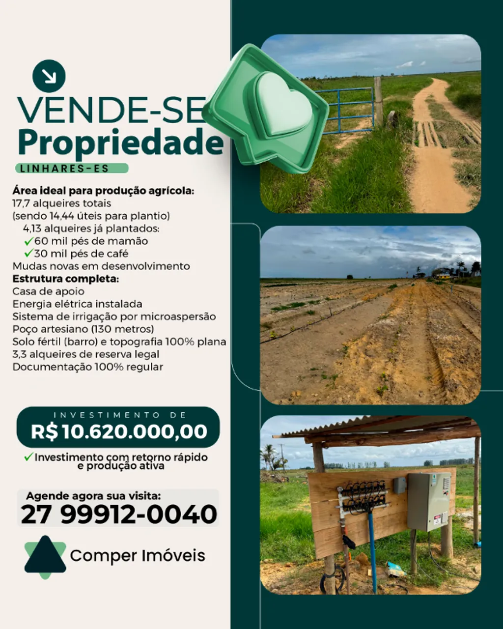 Propriedade agrícola à venda com produção ativa e estrutura pronta