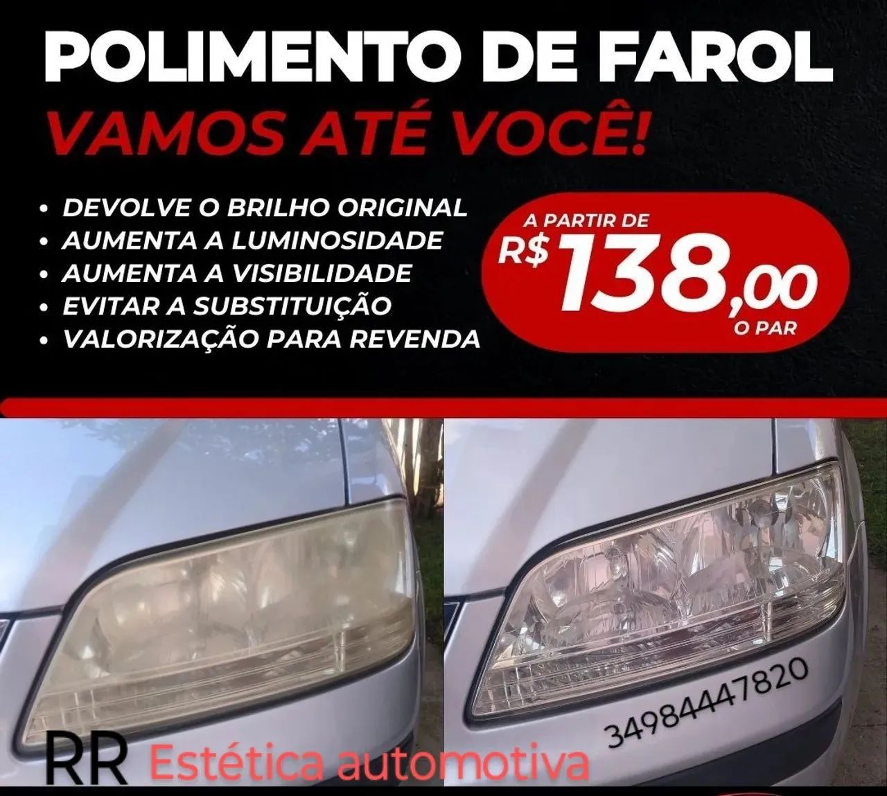 Polimento de Farol - Devolve o Brilho Original