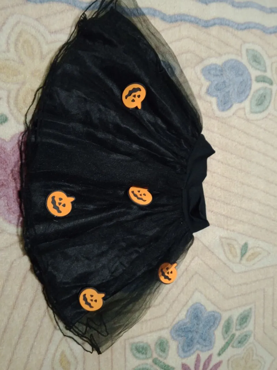 Saia de tule preta com abóboras - Halloween