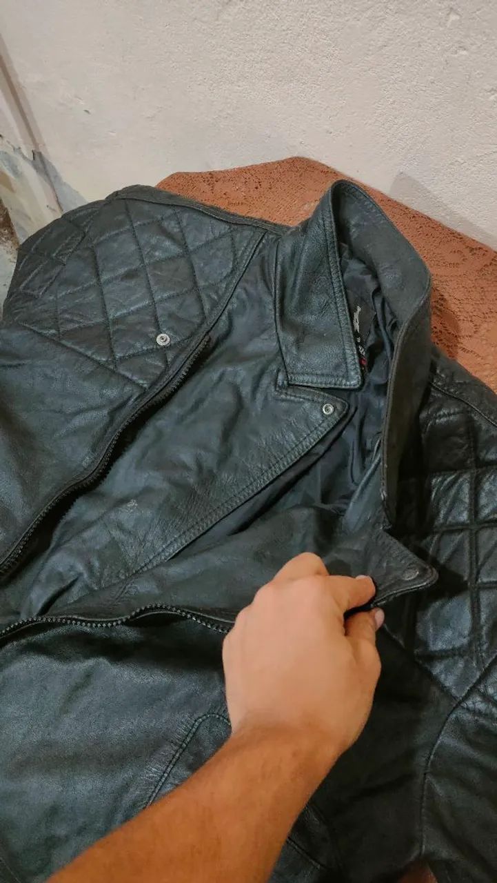 Jaqueta de motociclista de couro legítimo  - Foto 4
