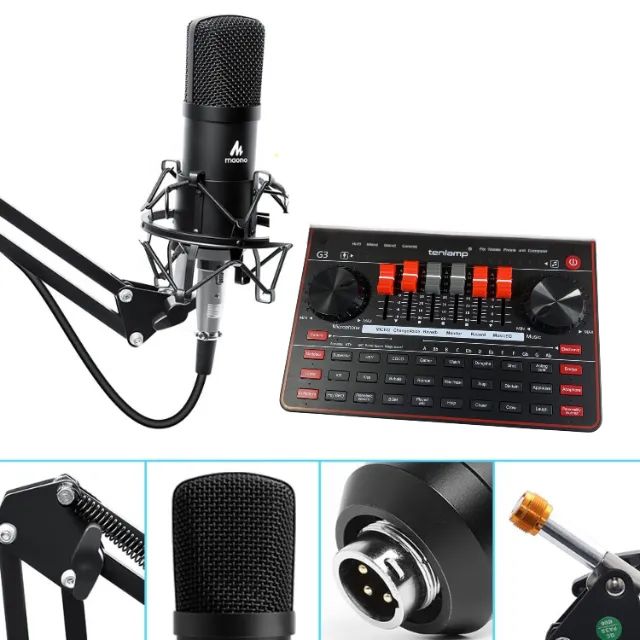 Kit interface de Mesa tenlamp Audio Mixer + Microfone condensador Com Braço Articulado