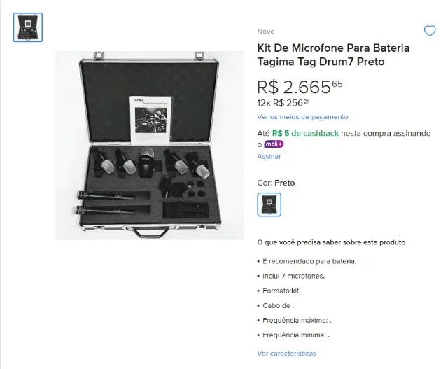 Kit de microfone para bateria Tagima TAG Drum7 - Foto 3