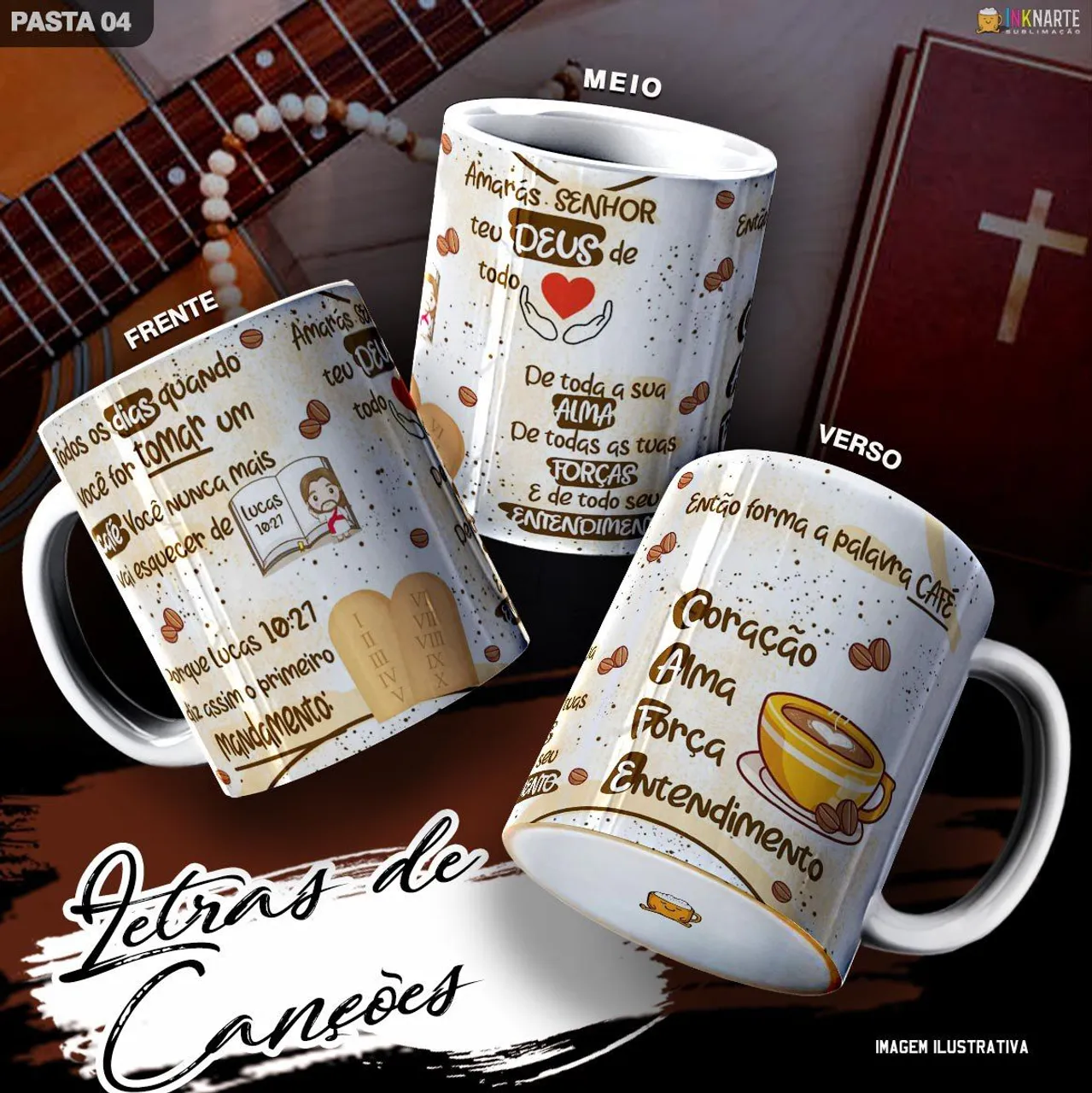 Caneca de cerâmica com frase religiosa