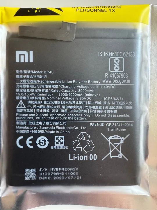 Bateria BP40 da Xiaomi - funciona no Xiaomi 9T pro - Foto 2
