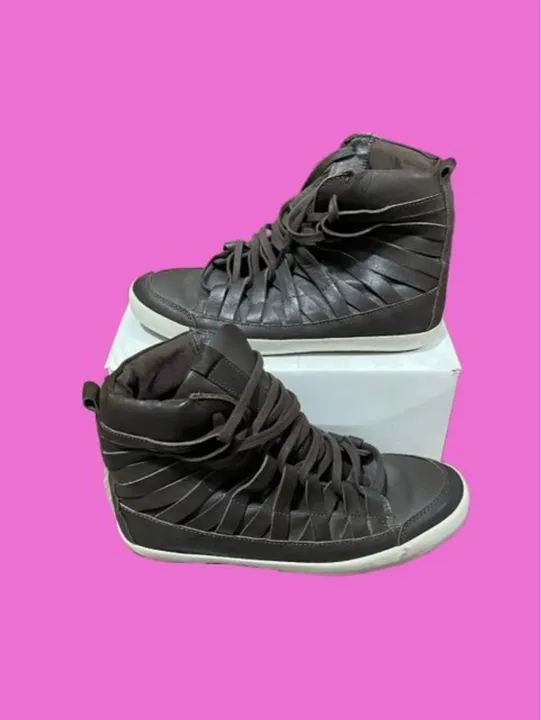Tênis side walk Feminino Couro Marrom