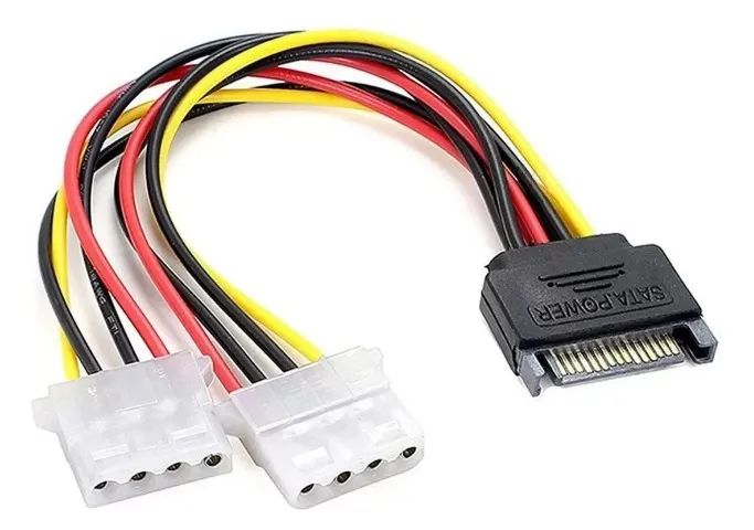 Cabo Y Adaptador 1 Sata Macho Para 2 Ide Molex Fêmea