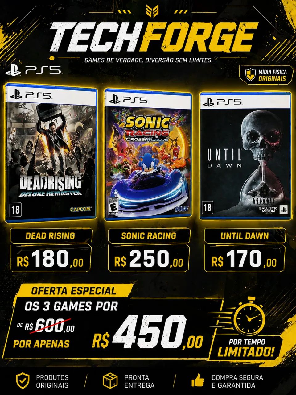 Dead rising, sonic racing, until dawn PS5 