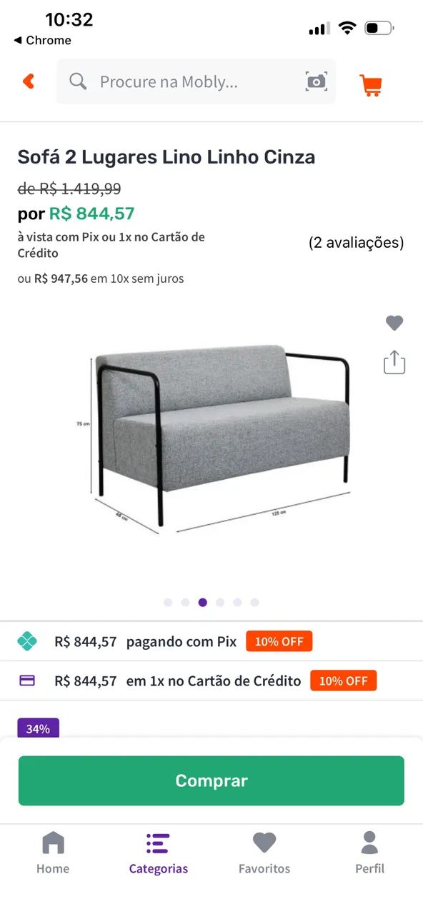 Sofá Mobly 2 lugares  - Foto 3